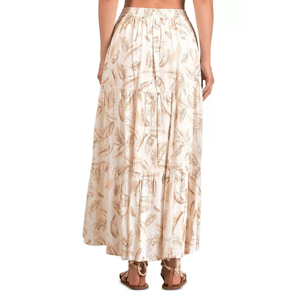 ELAN INTERNATIONAL WOMENS XLARGE TIERED PRINTED MAXI SKIRT CREAM BEIGE NEW - Picture 2 of 13